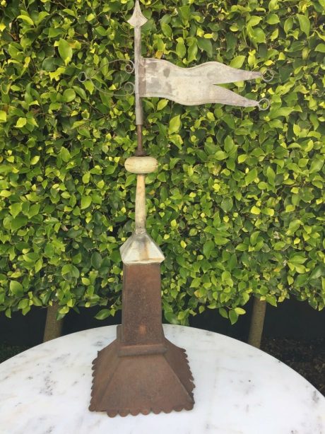 Charming 19th century zinc and iron weathervane with zinc pennant