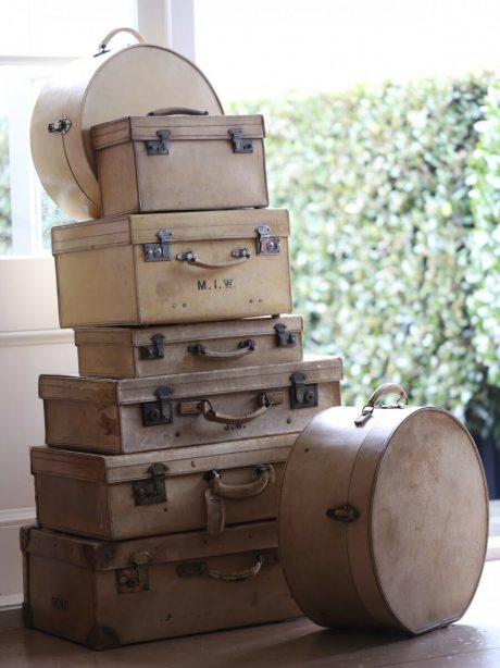 A collection of eight Vellum suitcases c.1920