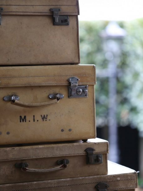 A collection of eight Vellum suitcases c.1920