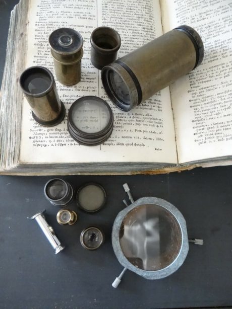 Collection of magnifying glasses used by jewellers and watchmakers.