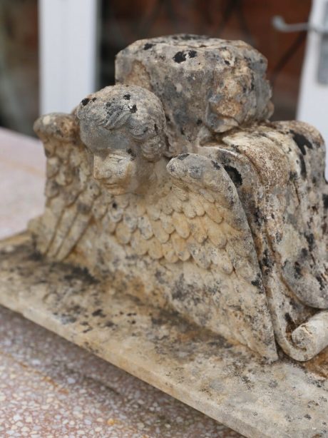 French hand carved stone angels head carving c.1850