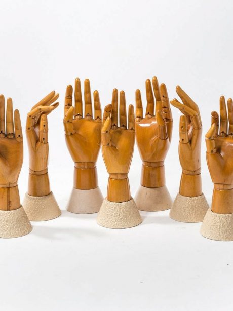 Collection of English wooden articulated mannequin display hands