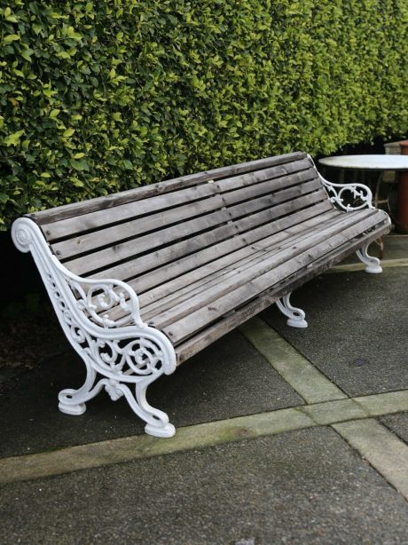 A large English 19th century cast iron country house garden bench c.1870