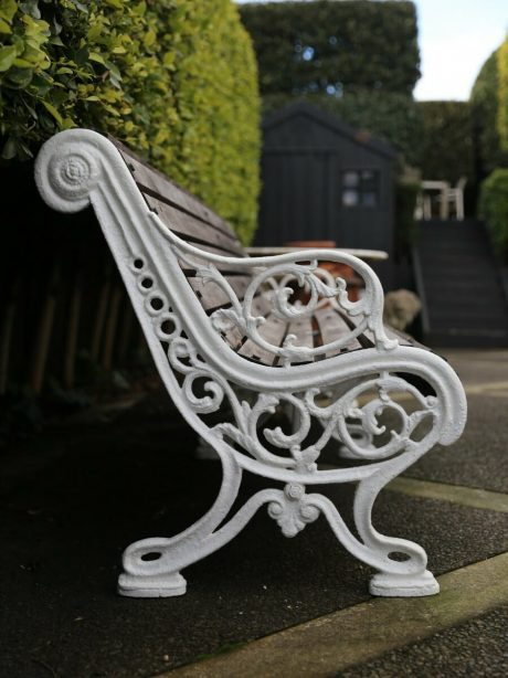 A large English 19th century cast iron country house garden bench c.1870