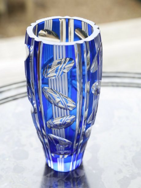 A cobalt blue glass vase (Charles Graffart) for Val St Lambert