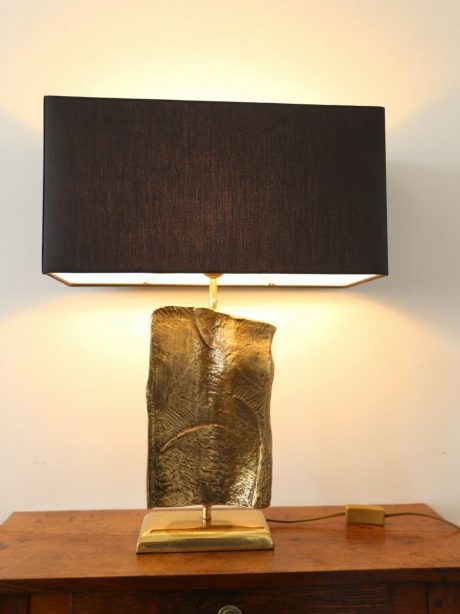 Gilded bronze Brutalist designer lamp from the 1970's