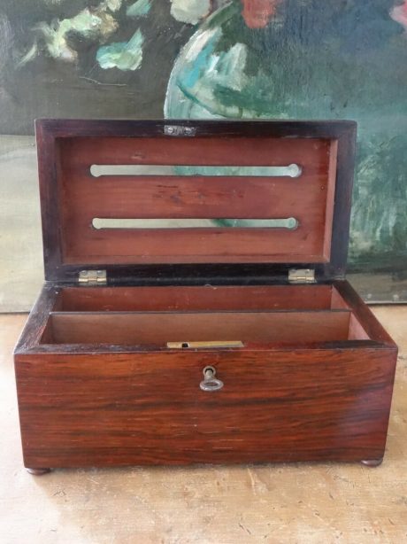 A Regency carved rosewood rectangular letter box c.1835