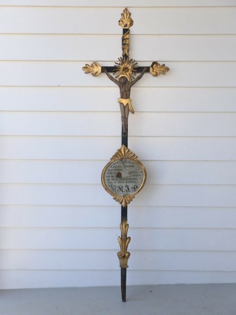 An early continental cast metal crucifix c.1840
