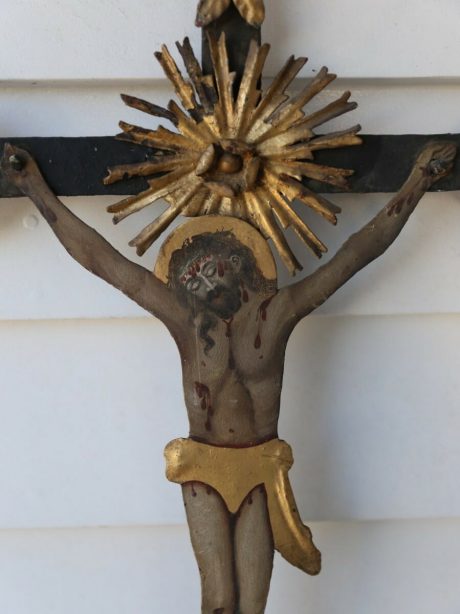 An early continental cast metal crucifix c.1840