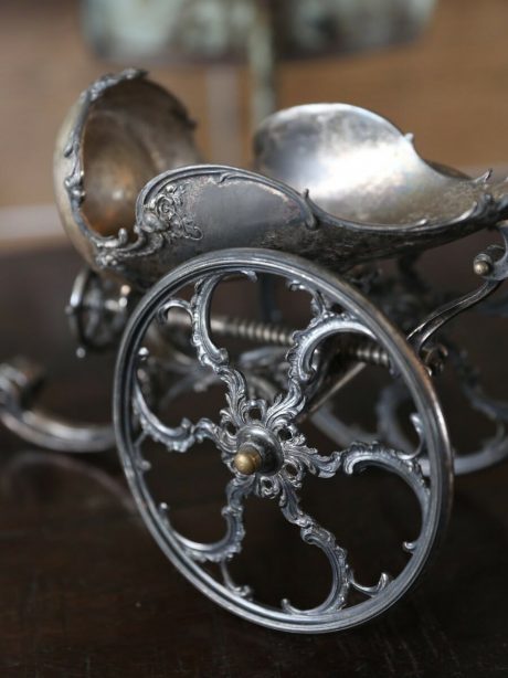 Antique metal wine pourer in the form of a chariot c.1900