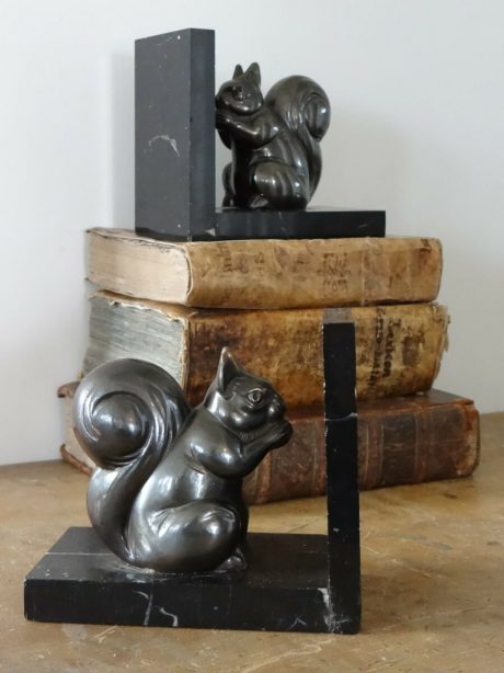 Pair of spelter squirrel bookends c.1950's