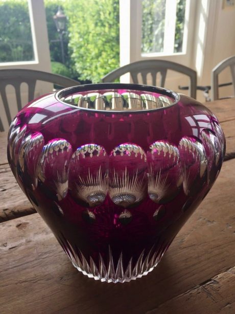 Stunning Val St Lambert Cantana purple crystal vase