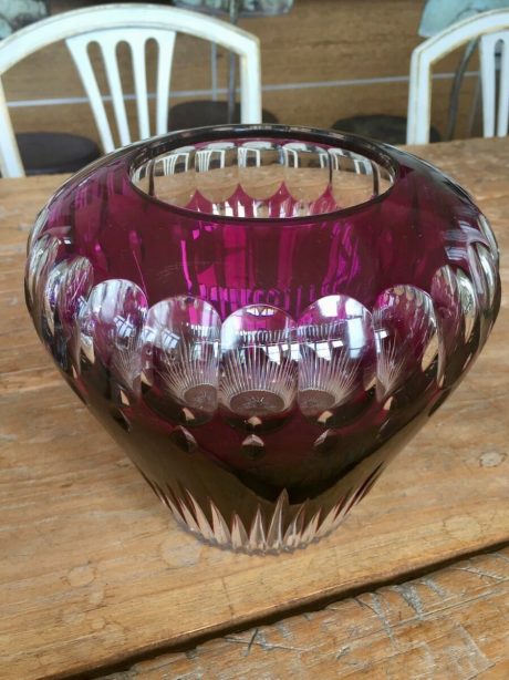 Stunning Val St Lambert Cantana purple crystal vase