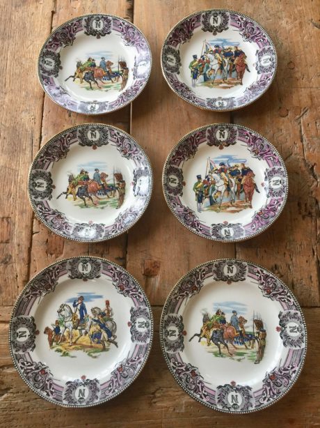 Six Boch Freres polychromatic Napoleon plates