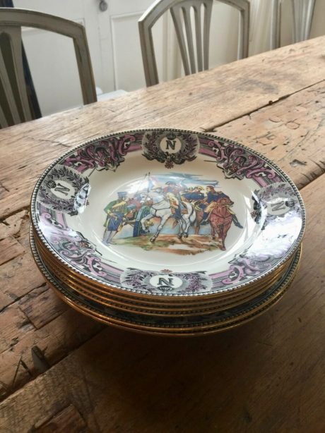 Six Boch Freres polychromatic Napoleon plates