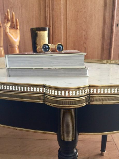 French LXVI Style Coffee Table in Wood and Marble c.1940