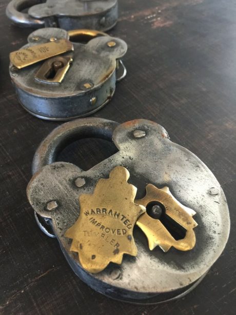 A collection of antique English padlocks