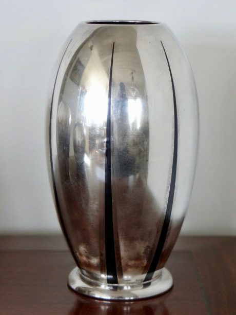 A Trio of Art Deco Silver plated WMF Ikora vases