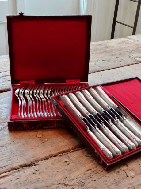 19th century Christofle monogrammed silverware 35 Piece Set