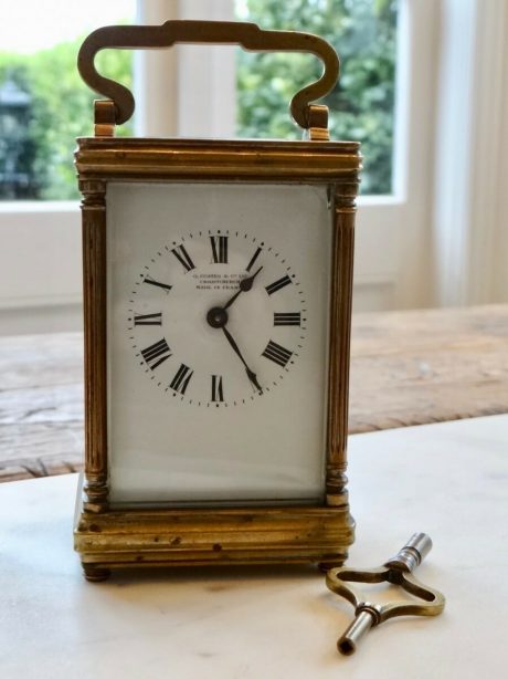 Antique French brass cased carriage clock