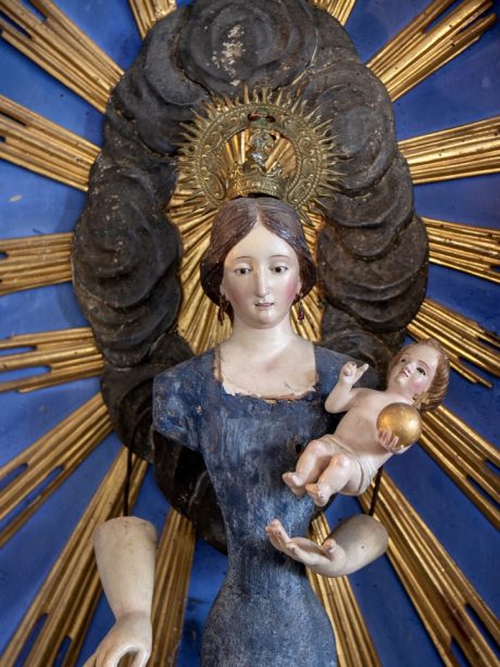 Late 19th century Italian polychromed figure of Madonna and child