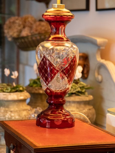 Val St Lambert Bohemian crystal lamp c.1920