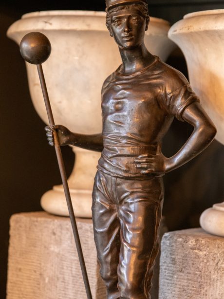Antique bronze sculpture The Athlete by Charles Anfrie'