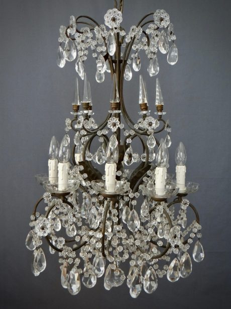 Italian blackened iron and crystal chandelier c.1950.