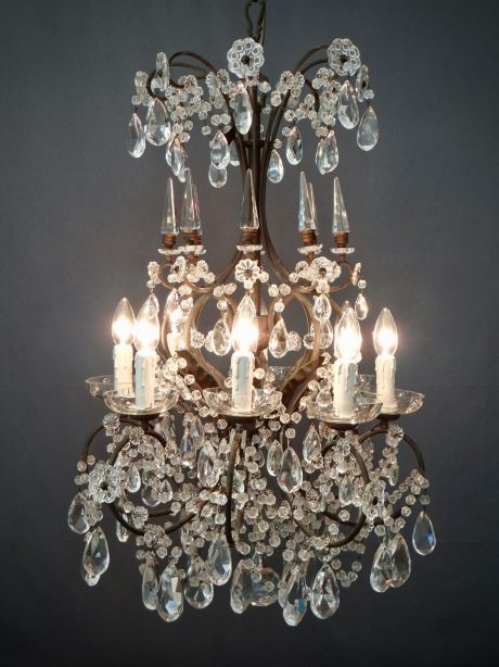 Italian blackened iron and crystal chandelier c.1950.