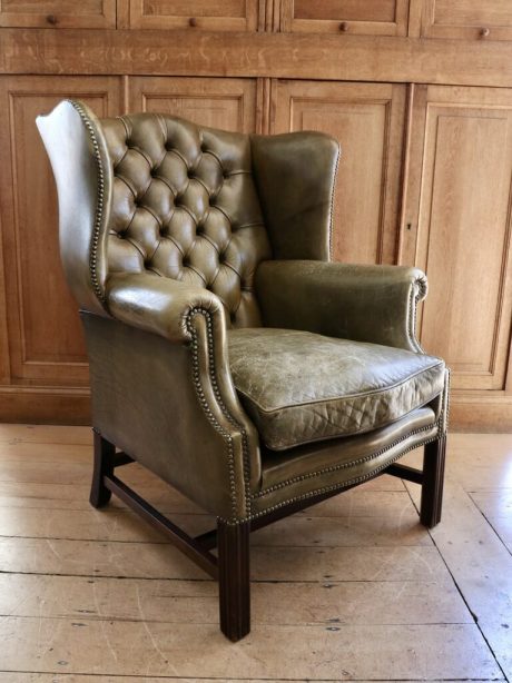 Edwardian Leather Studded Wingback chair c.1910