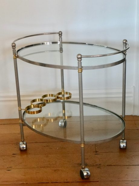 French pewter drinks trolley c.1970