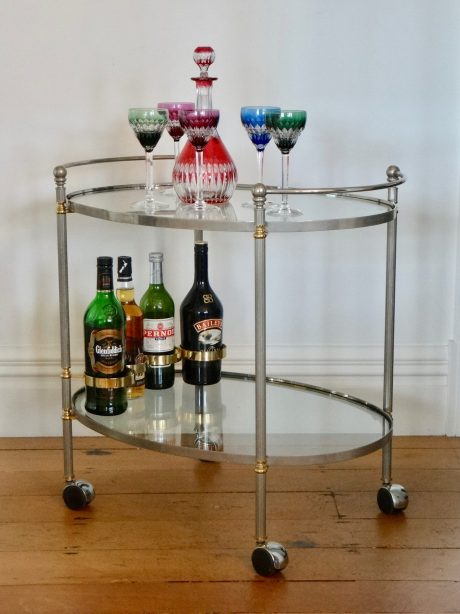 French pewter drinks trolley c.1970