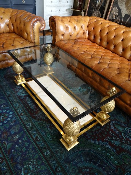 Maison Charles French Coffee Table with Pineapple Motifs c.1970