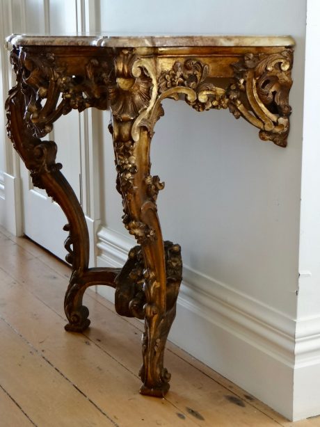 Antique Louis XV style console in gilded wood