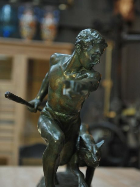 Art Deco Bronze on Marble statue, L.Riche c.1930