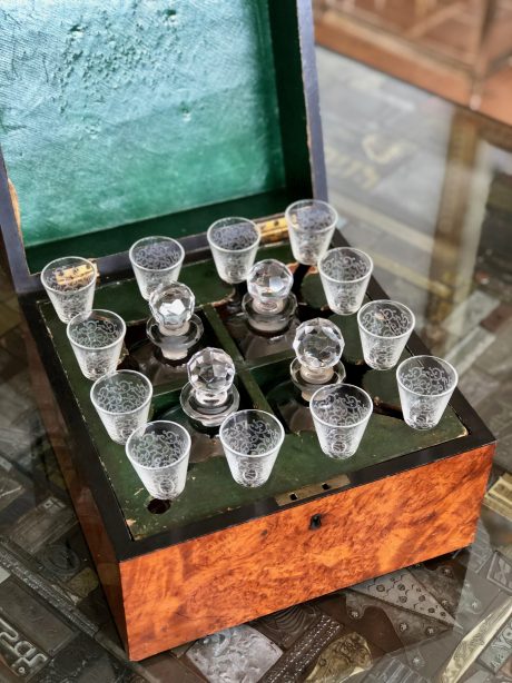 19th century boxed crystal liquer set