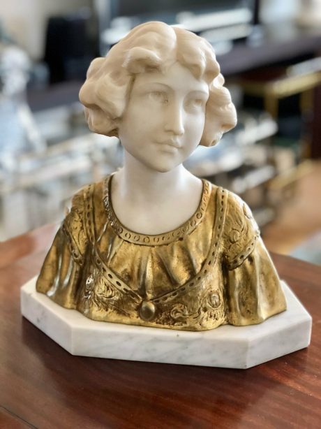 Antique Italian alabaster bust, P.Fattorini