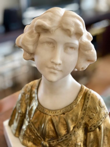 Antique Italian alabaster bust, P.Fattorini
