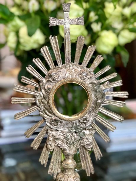 19th century Baroque style monstrance in silver plate