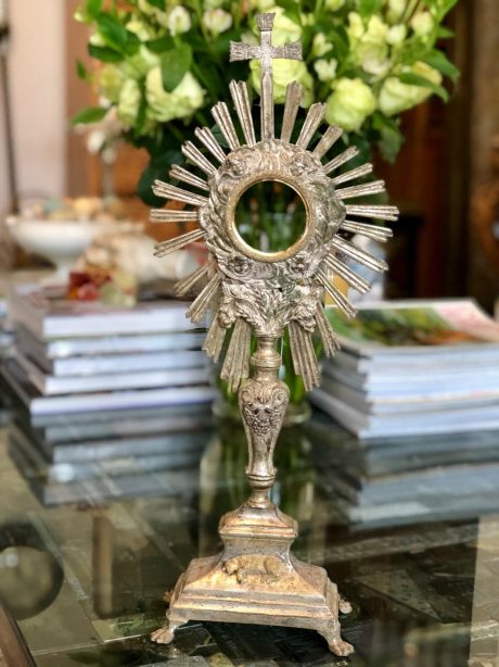 19th century Baroque style monstrance in silver plate