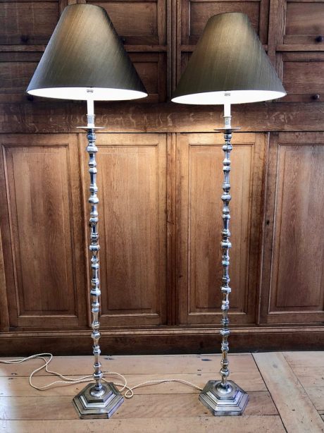 1960's French silver plated floor lamps