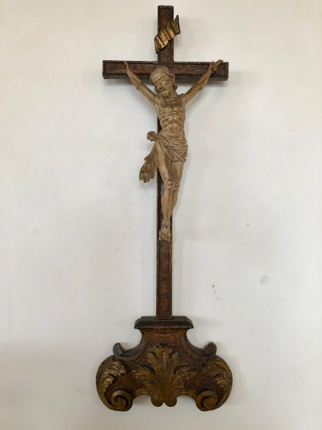 18th century hand carved wooden crucifix