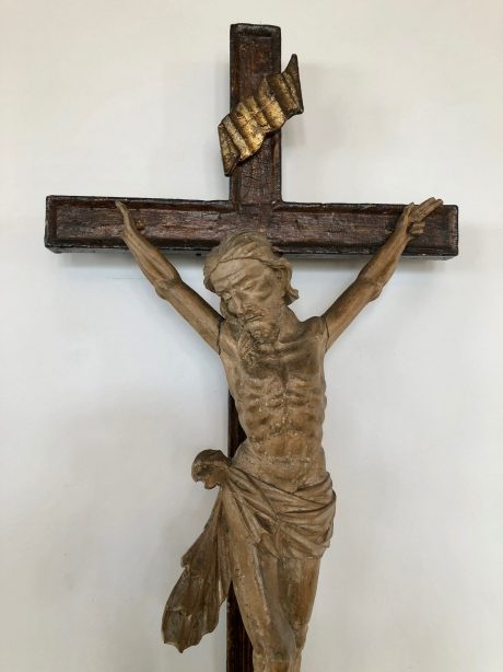 18th century hand carved wooden crucifix