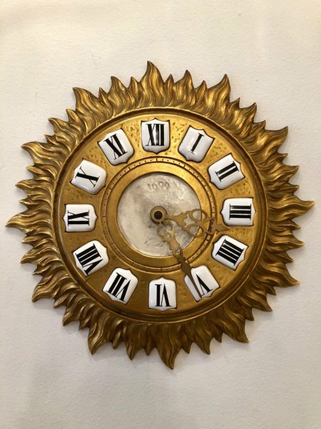 Gilt patinated bronze sunburst clock