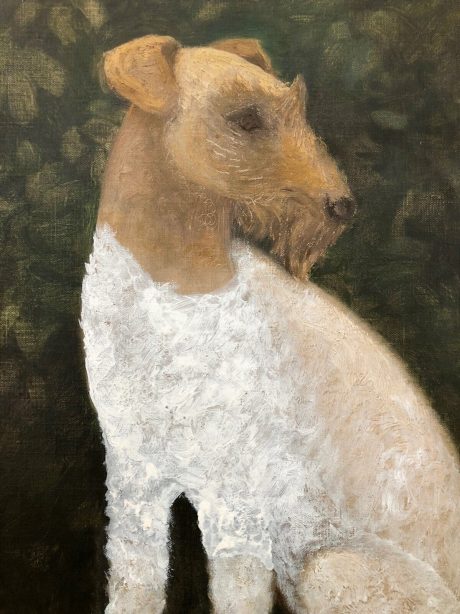 Oil portrait of a Small Airedale Terrier