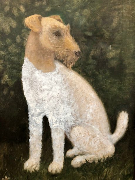 Oil portrait of a Small Airedale Terrier