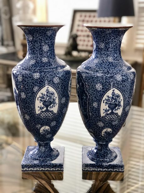 Pair of German Blue and White Vases c.1885-1920