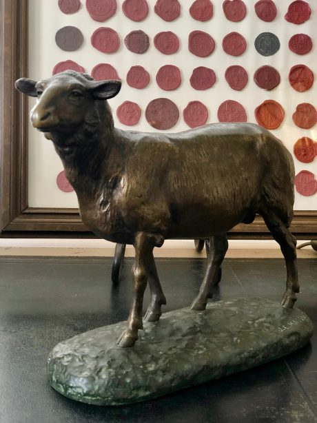 French Bronze sheep sculpture signed J.E Masson