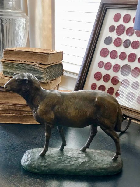 French Bronze sheep sculpture signed J.E Masson