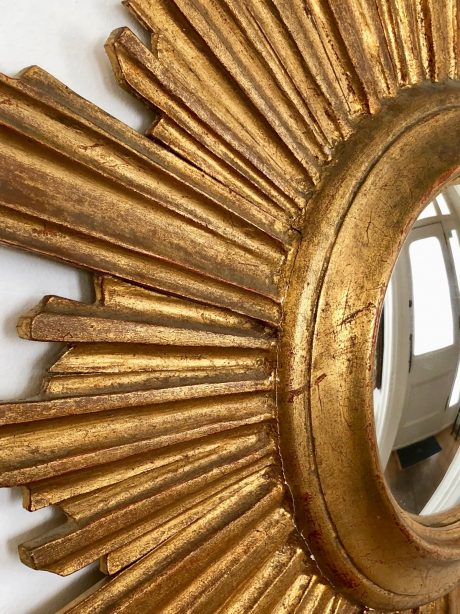 1950's Sunburst giltwood convex Mirror